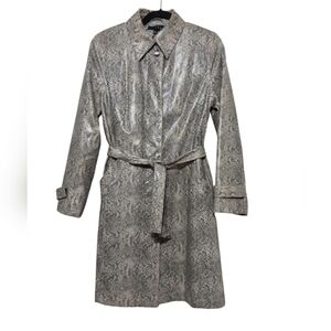Vintage gallery trench vegan leather coats animal printed gray women M Y2K event